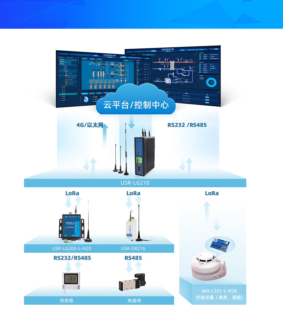 LoRa无线网关LG210基本功能图 LoRa无线网关LG210基本功能图